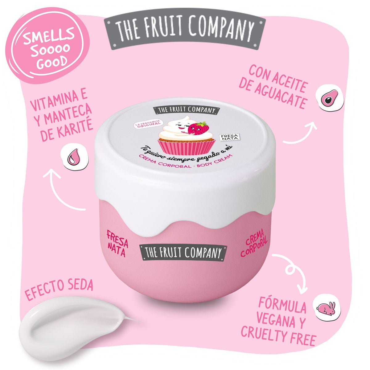Crema Corporal Efecto Seda Crema de Fresa 200ml | La Compañía de Frutas