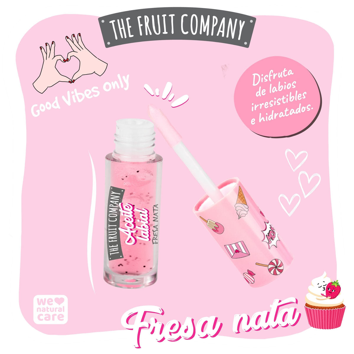 Aceite labial de crema de fresa 3,6 ml | La Compañía de Frutas