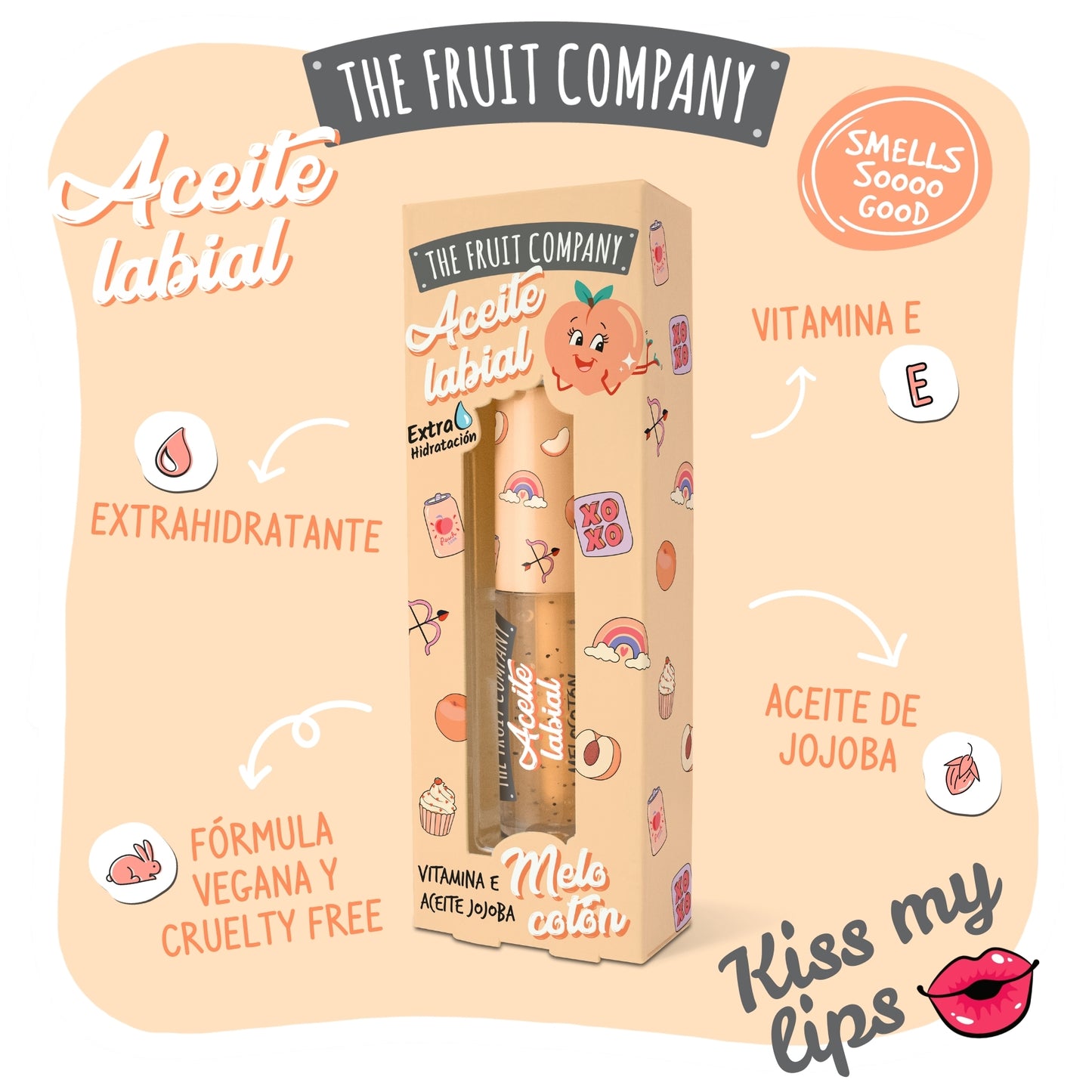 Óleo Labial Pêssego 3,6 ml | The Fruit Company
