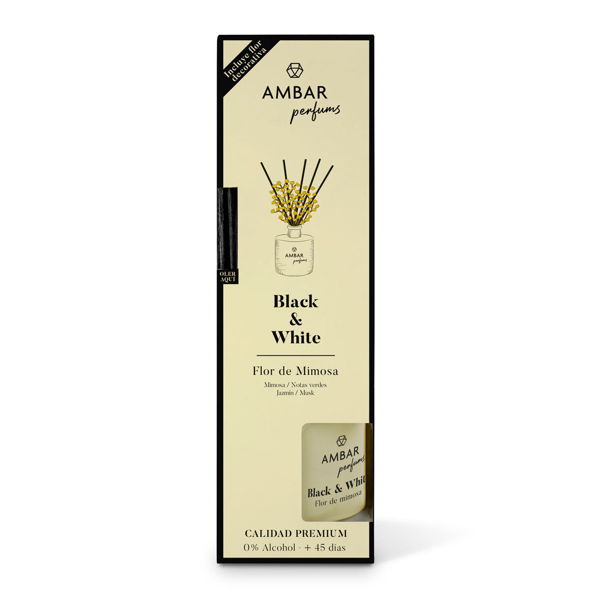 Mikado Flor de Mimosa Blanco y Negro 40ml | Ámbar