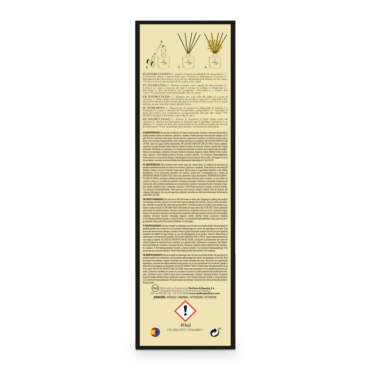 Mikado Flor de Mimosa Blanco y Negro 40ml | Ámbar