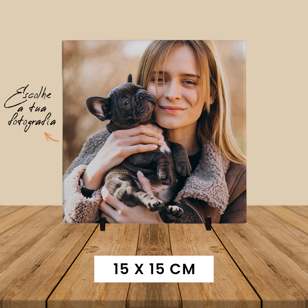 Azulejo personalizado com fotografia no tamanho 15x15cm