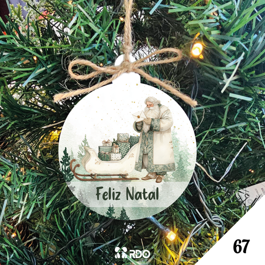 Bola de Natal Personalizada – Coleção Encantos de Natal Verde & Bege