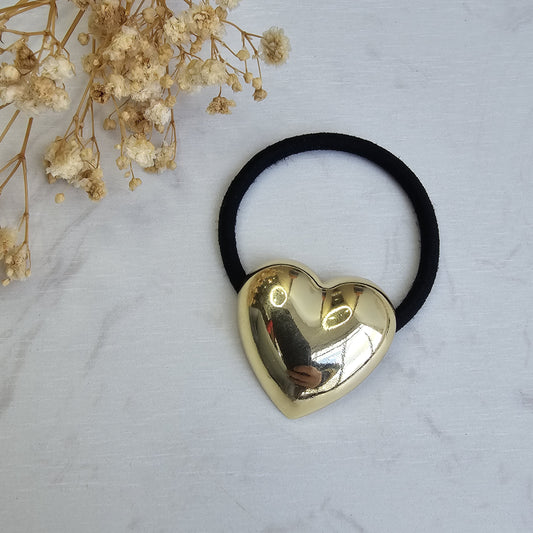 Elástico para el cabello con detalle metálico - CORAZÓN