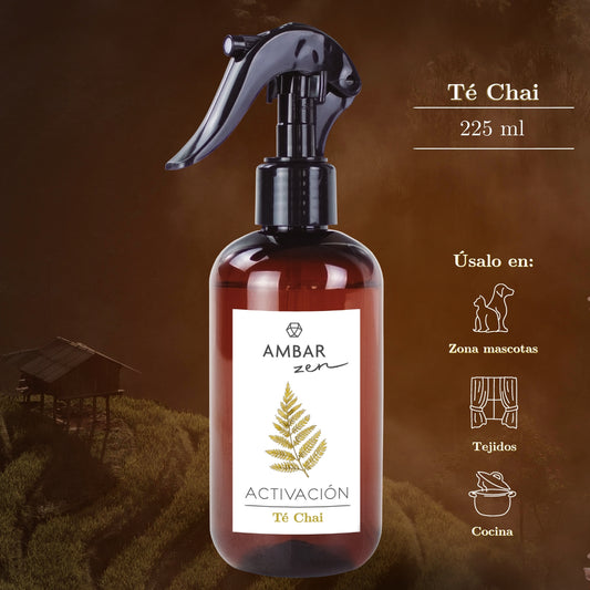 Spray multiusos próprio para tecidos. Aromatiza e perfuma o ambiente. Aroma Chá Chai