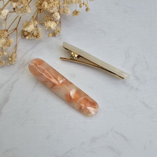 Juego de 2 ganchos CELINA - Rosa + perla