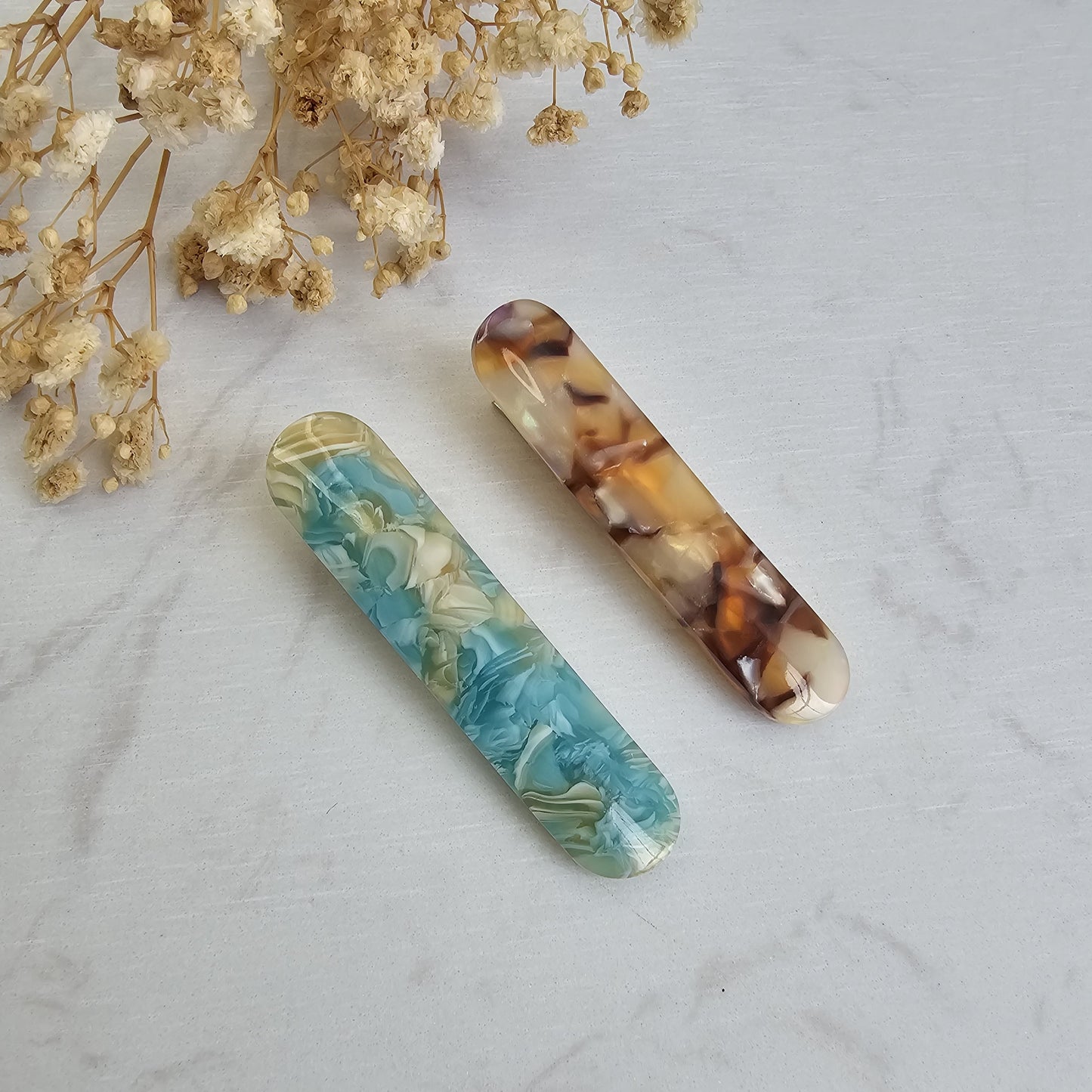 Set of 2 CELINA Hooks - Turquoise + Brown