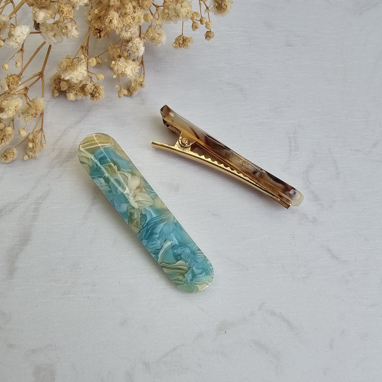 Set of 2 CELINA Hooks - Turquoise + Brown