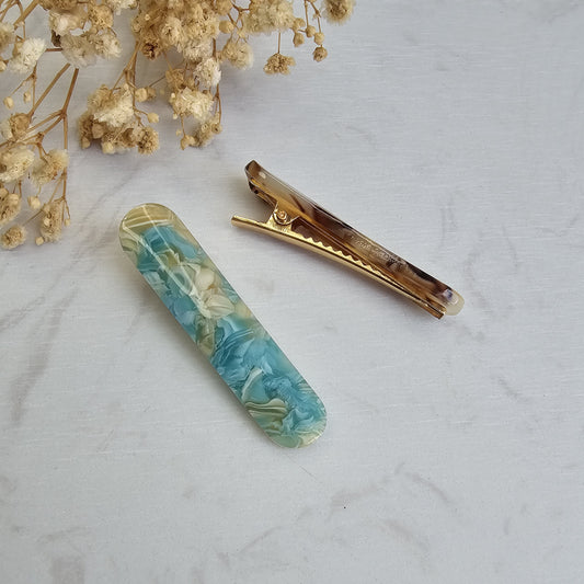 Juego de 2 ganchos CELINA - Turquesa + Marrón