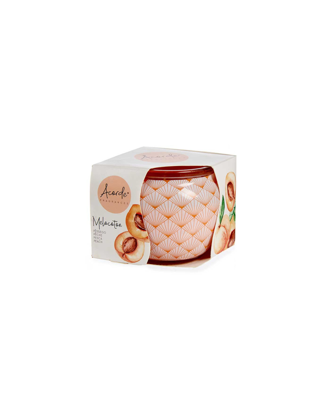 Vela de cristal color melocotón de 20 horas | Acorde