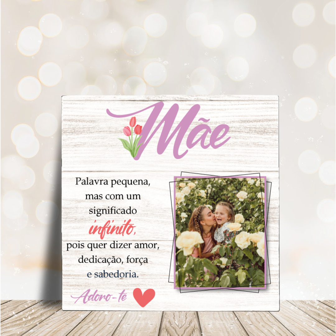 Azulejo Personalizado Mãe com fotografia + Mensagem | 20x20cm