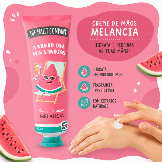 Creme de mãos hidratante com extratos naturais e aroma a melancia da the fruit company