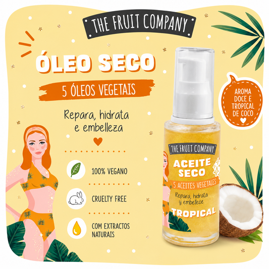 Dry oil glitter tropical com 5 óleos vegetais