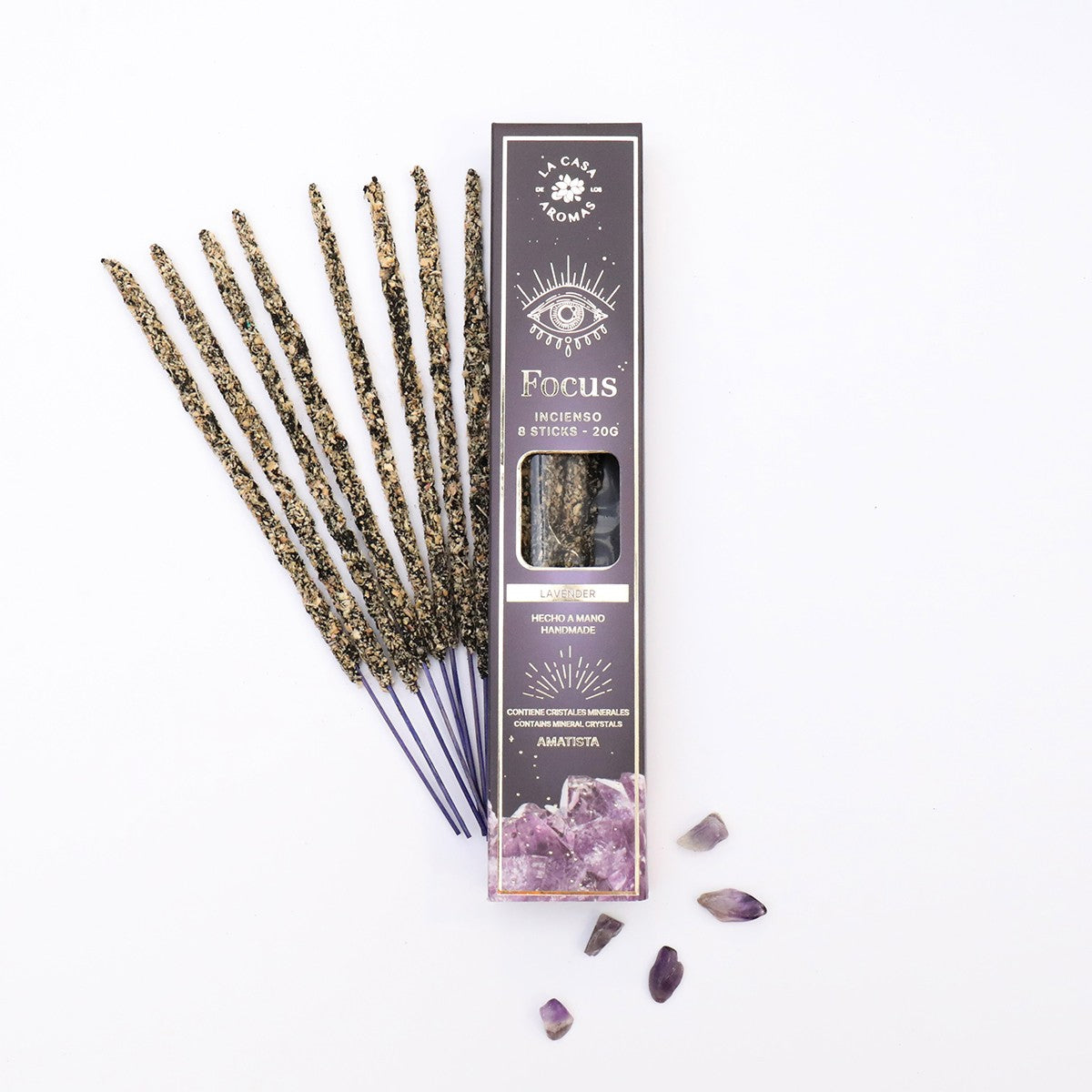 Incenso Mystic Focus Lavanda com Cristais de Ametista | La Casa de los Aromas