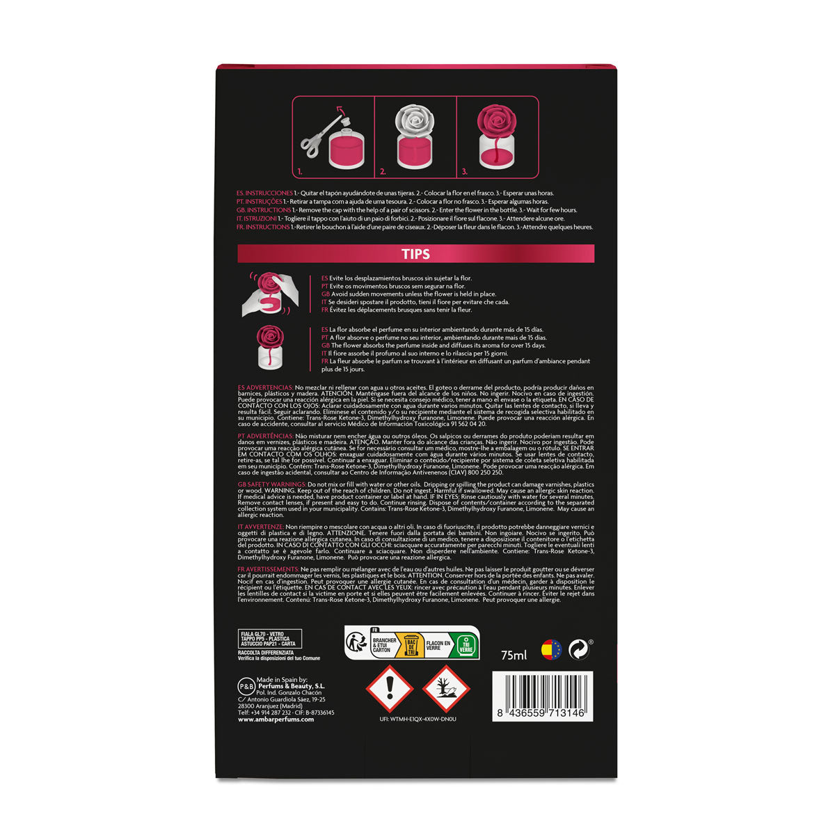 Difusor de flores de frutos rojos 75ml | Ámbar