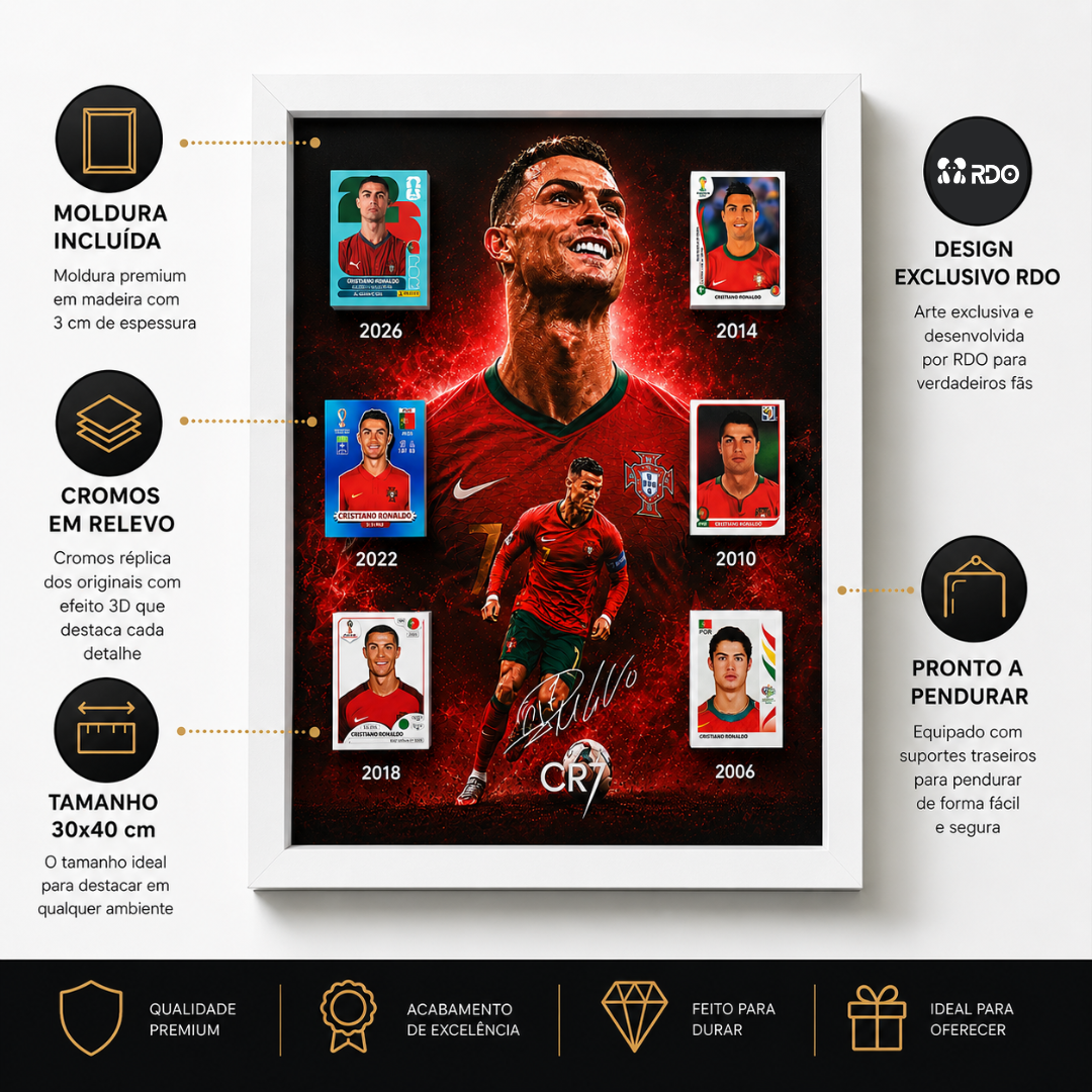 Presente para fã de Cristiano Ronaldo quadro tridimensional