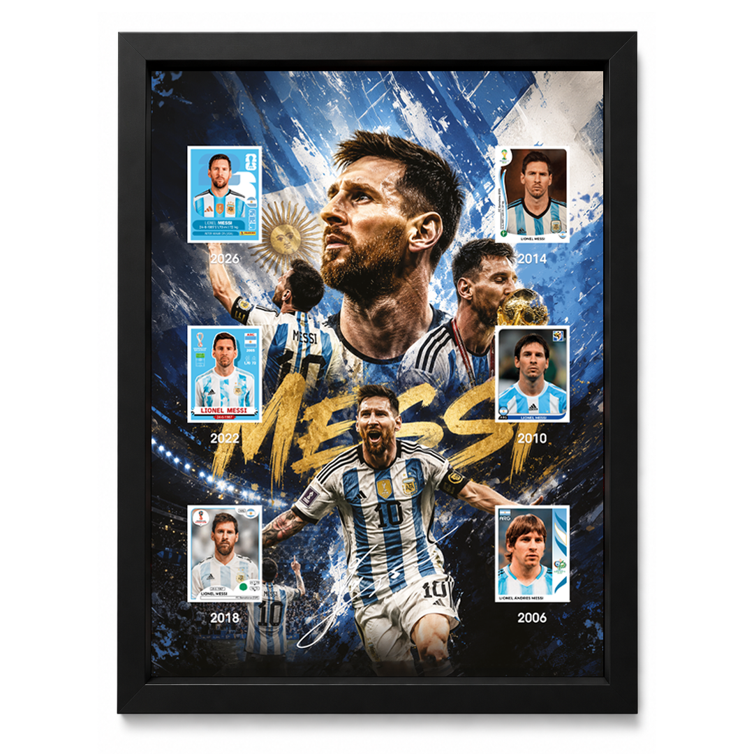 Quadro Lionel Messi com opção de gravação personalizada a laser na parte traseira