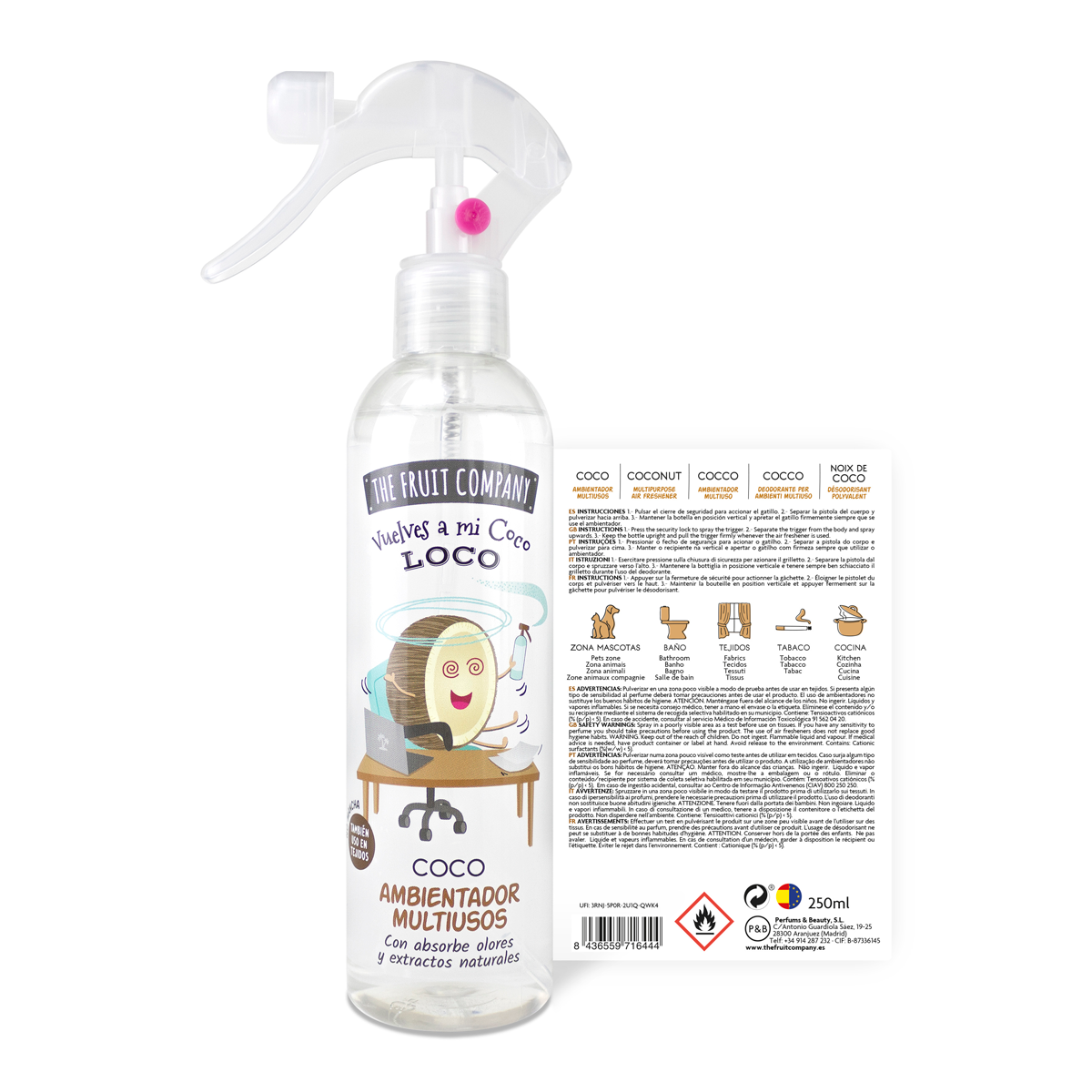 Spray Multiusos para Tejidos de Coco 250ml | La Compañía de Frutas
