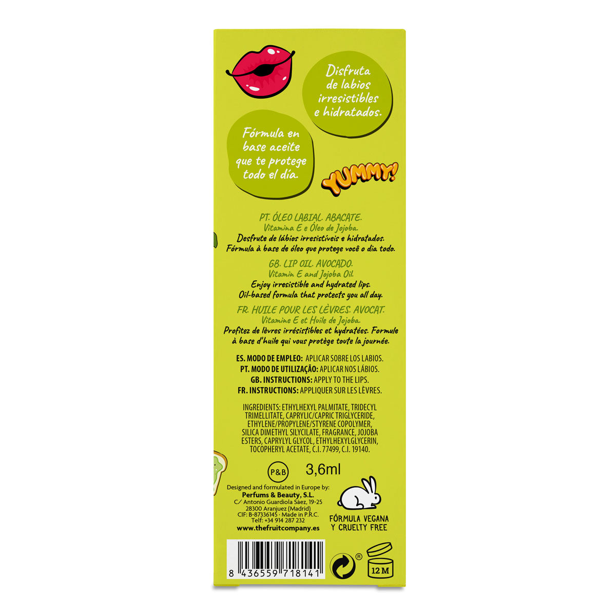 Aceite labial de aguacate 3,6 ml | La Compañía de Frutas