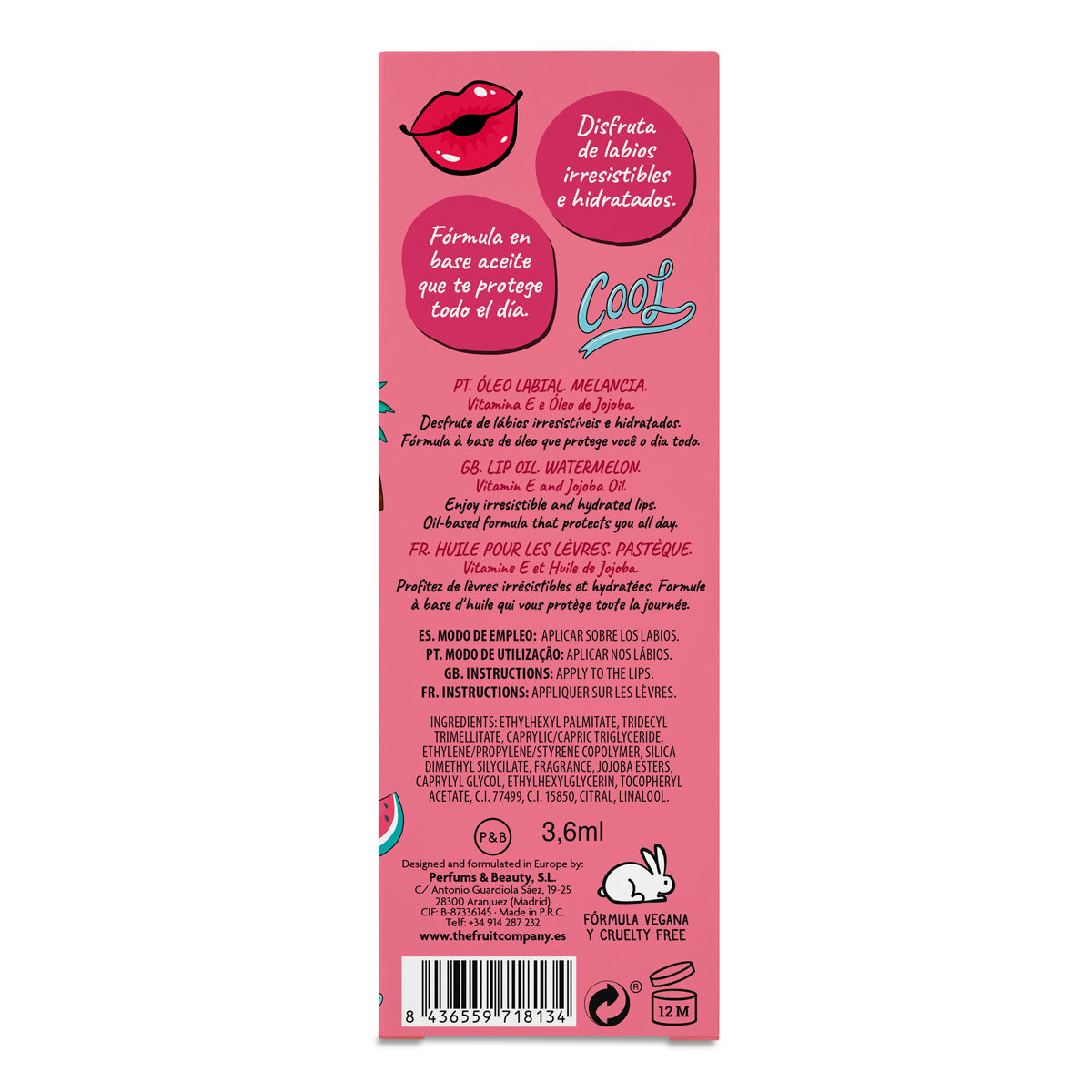 Aceite labial de sandía 3,6 ml | La Compañía de Frutas