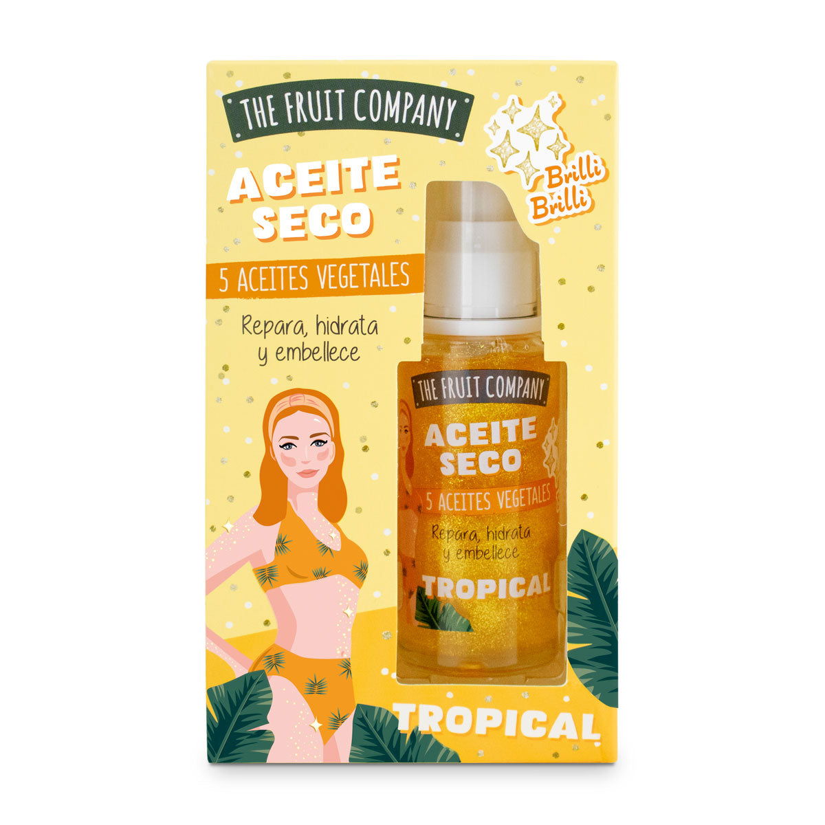 Aceite corporal seco con purpurina tropical 50 ml | La Compañía de Frutas