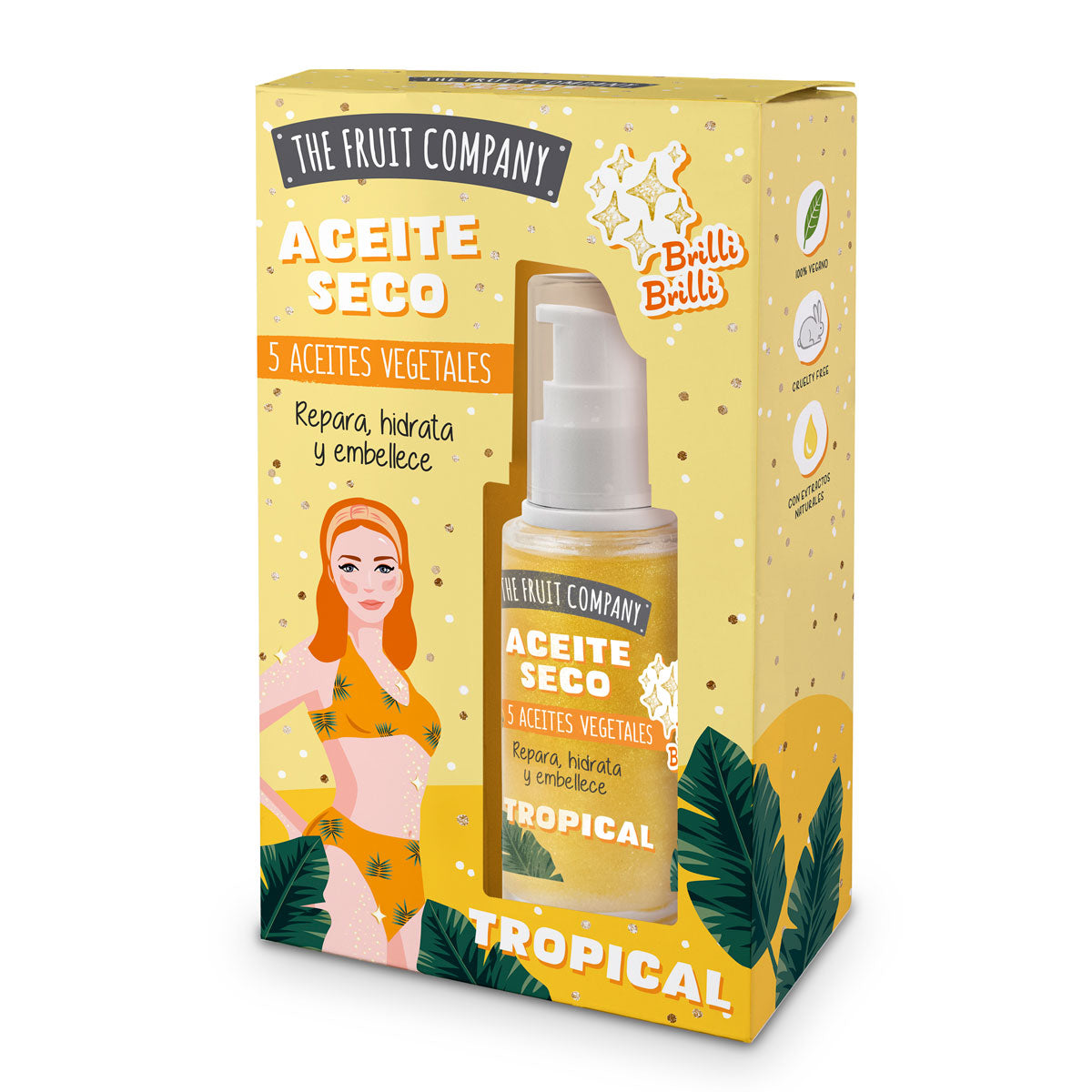 Aceite corporal seco con purpurina tropical 50 ml | La Compañía de Frutas