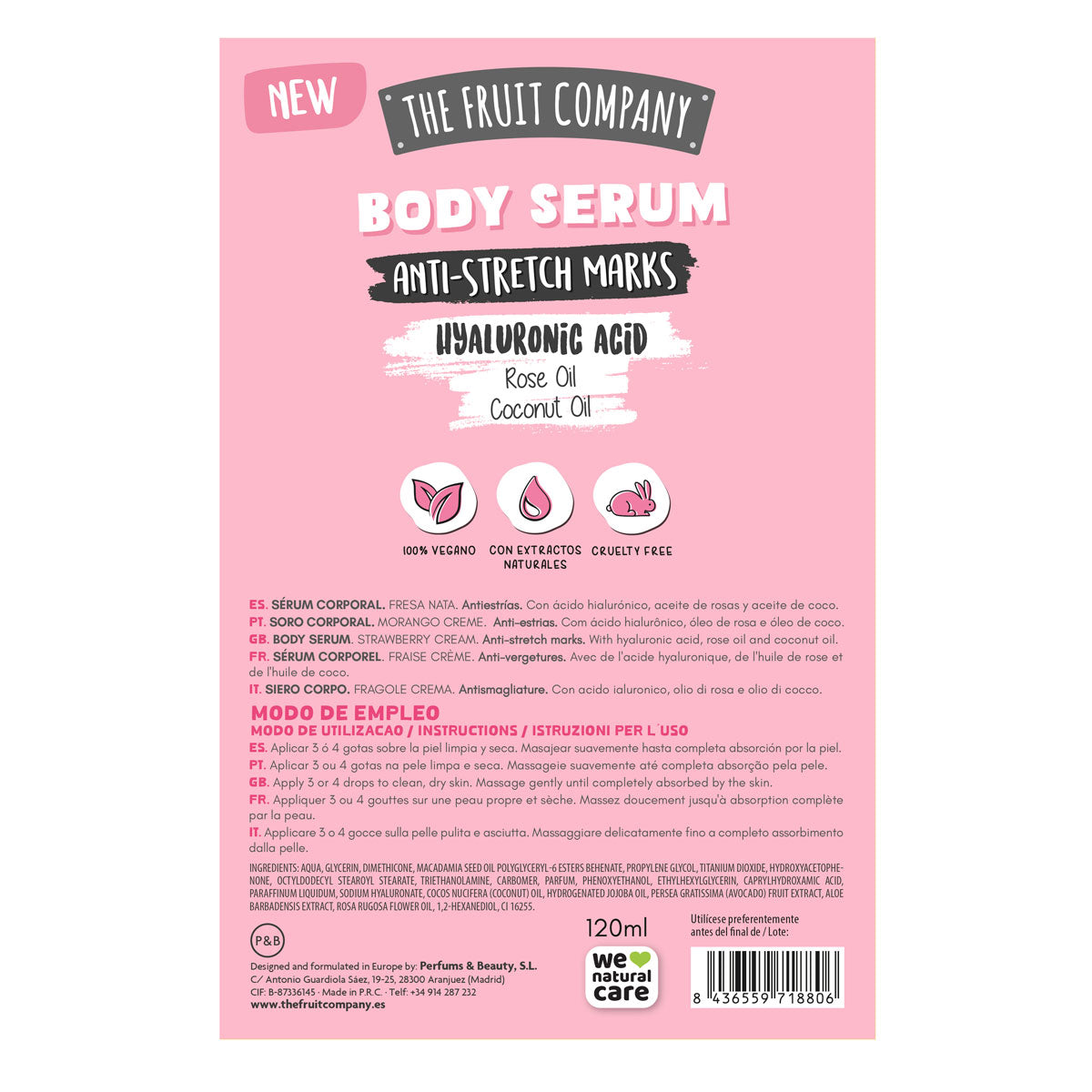 Serum corporal antiestrías con crema de fresa 120 ml | La Compañía de Frutas