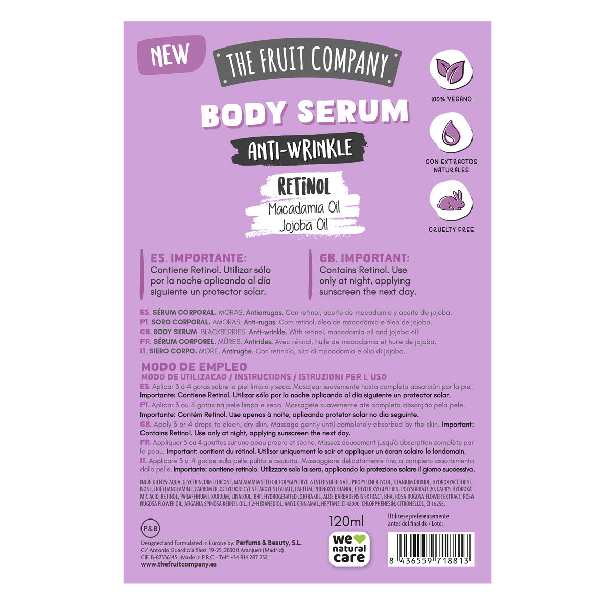 Suero corporal antiarrugas de mora 120 ml | La Compañía de Frutas