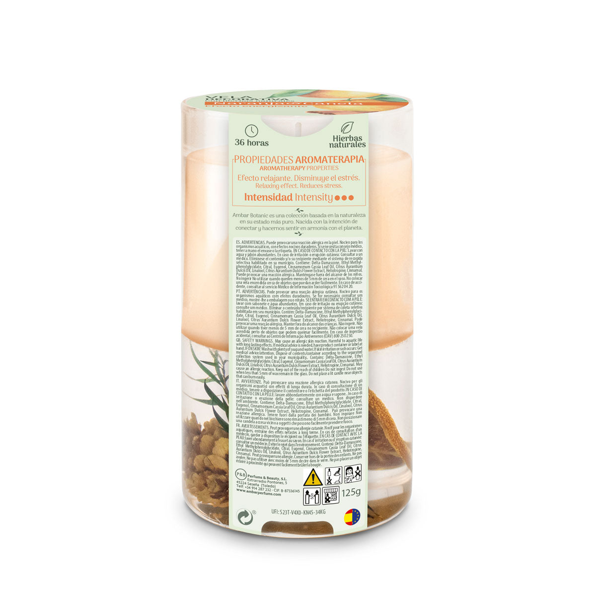 Vela Duo Laranja e Canela 130gr | Ambar Botanic