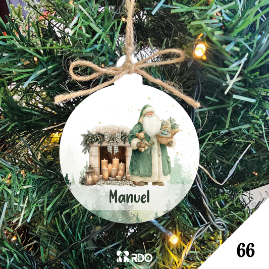 Bola de Natal Personalizada  – Coleção Encantos de Natal Verde & Bege