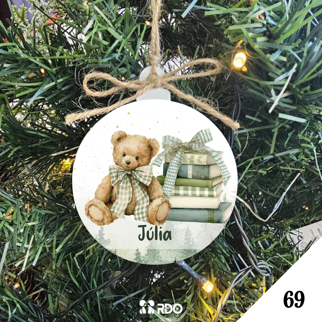 Bola de Natal Personalizada  – Coleção Encantos de Natal Verde & Bege