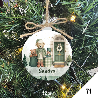 Bola de Natal Personalizada  – Coleção Encantos de Natal Verde & Bege