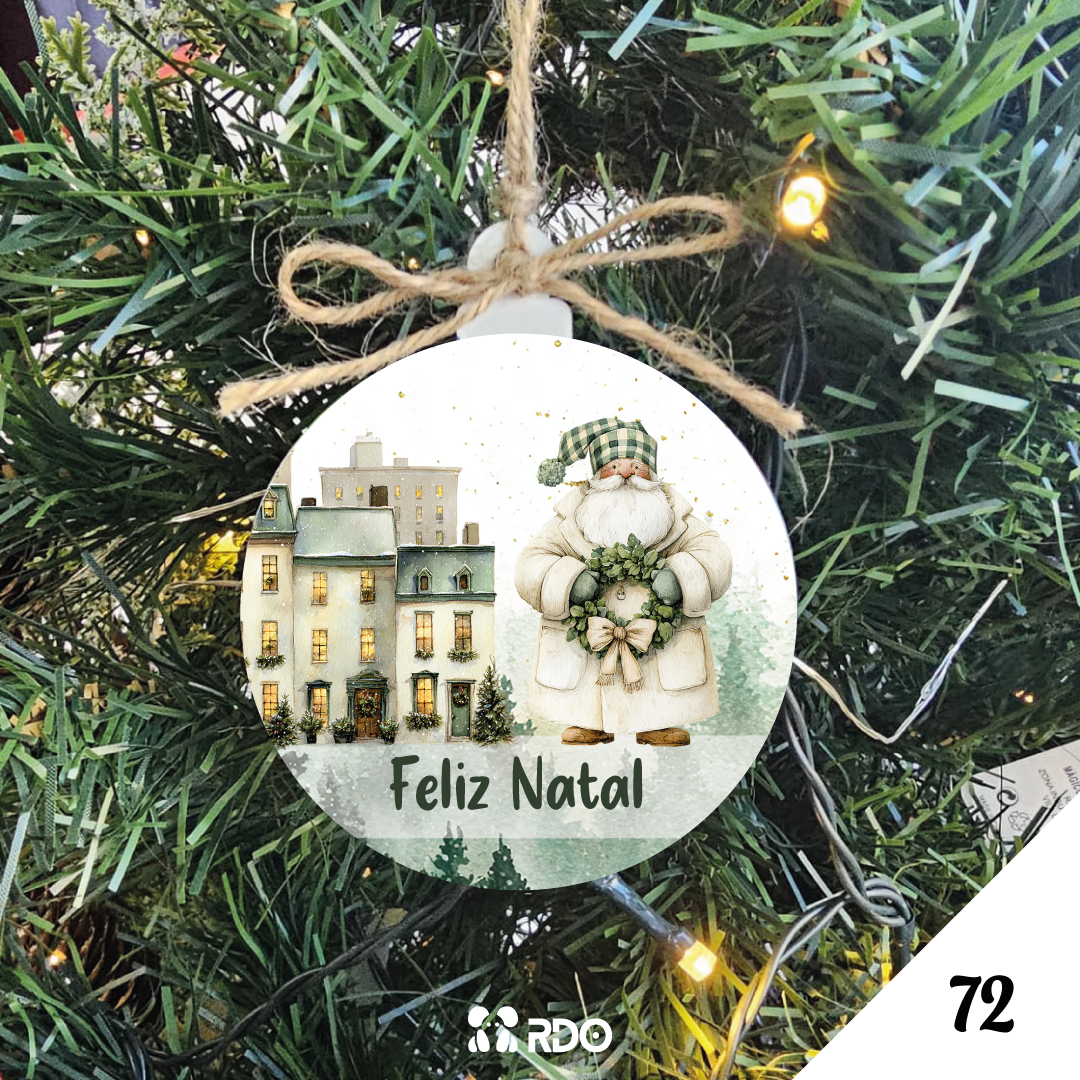 Bola de Natal Personalizada  – Coleção Encantos de Natal Verde & Bege