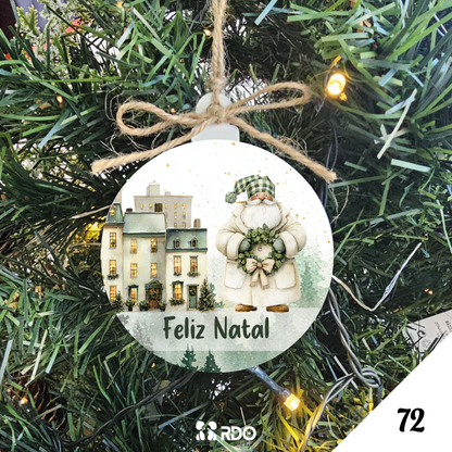 Bola de Natal Personalizada  – Coleção Encantos de Natal Verde & Bege