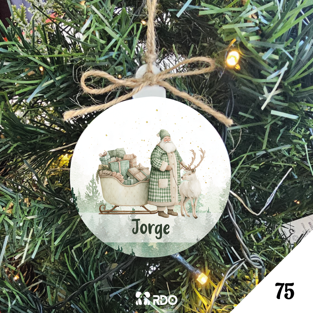 Bola de Natal Personalizada  – Coleção Encantos de Natal Verde & Bege