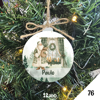 Bola de Natal Personalizada  – Coleção Encantos de Natal Verde & Bege