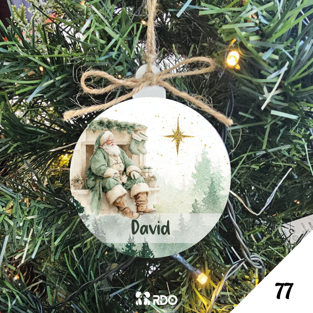 Bola de Natal Personalizada  – Coleção Encantos de Natal Verde & Bege