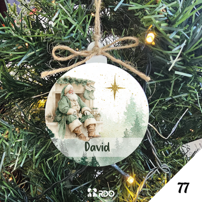 Bola de Natal Personalizada  – Coleção Encantos de Natal Verde & Bege