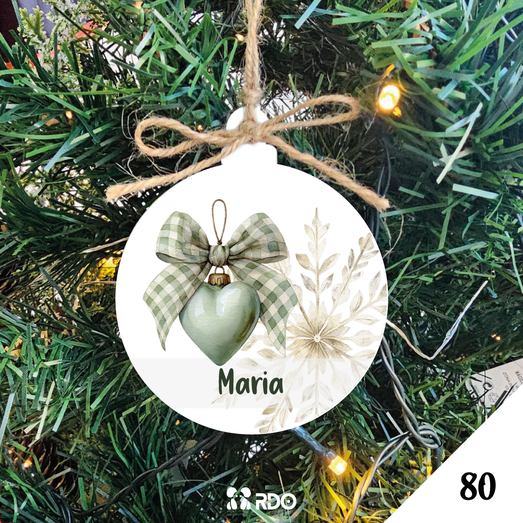 Bola de Natal Personalizada  – Coleção Encantos de Natal Verde & Bege