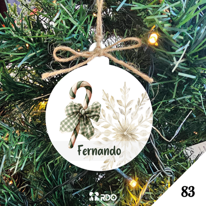 Bola de Natal Personalizada  – Coleção Encantos de Natal Verde & Bege