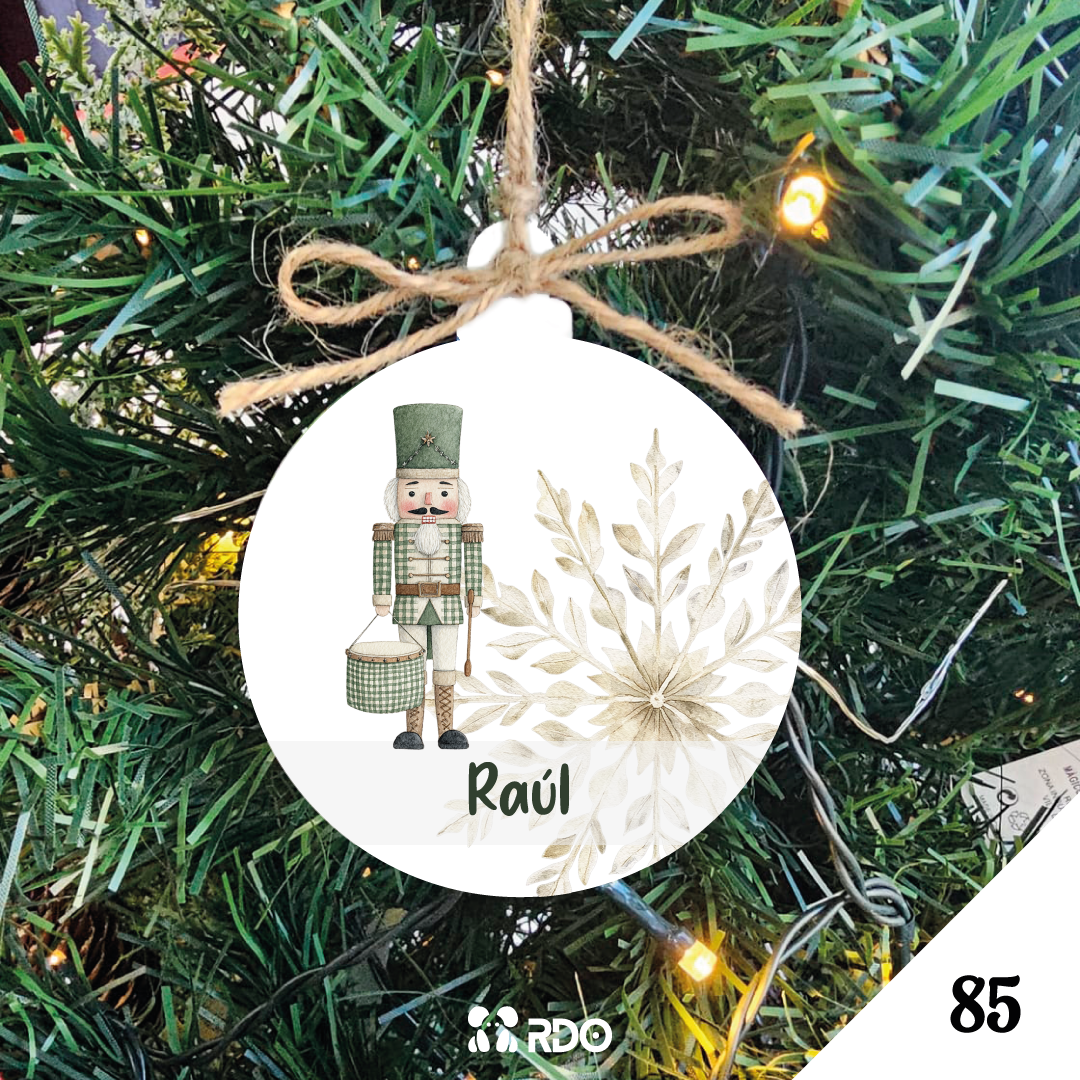 Bola de Natal Personalizada  – Coleção Encantos de Natal Verde & Bege