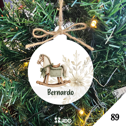 Bola de Natal Personalizada  – Coleção Encantos de Natal Verde & Bege