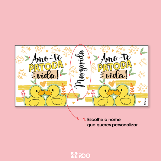 Caneca Personalizada “Amo-te PATODA Vida” com Nome – Interior Amarelo
