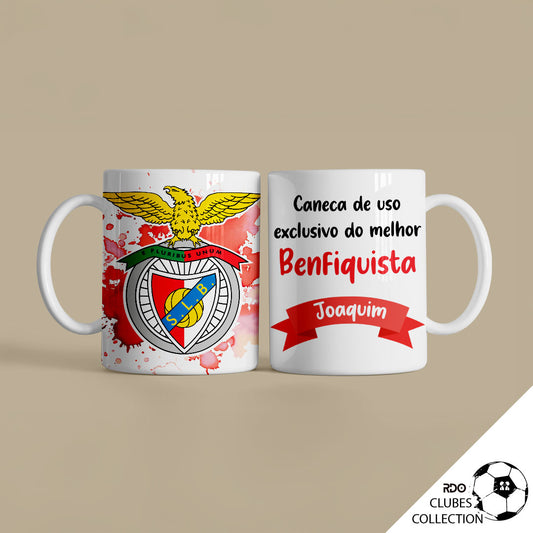 Caneca personalizada com clube Benfica e nome