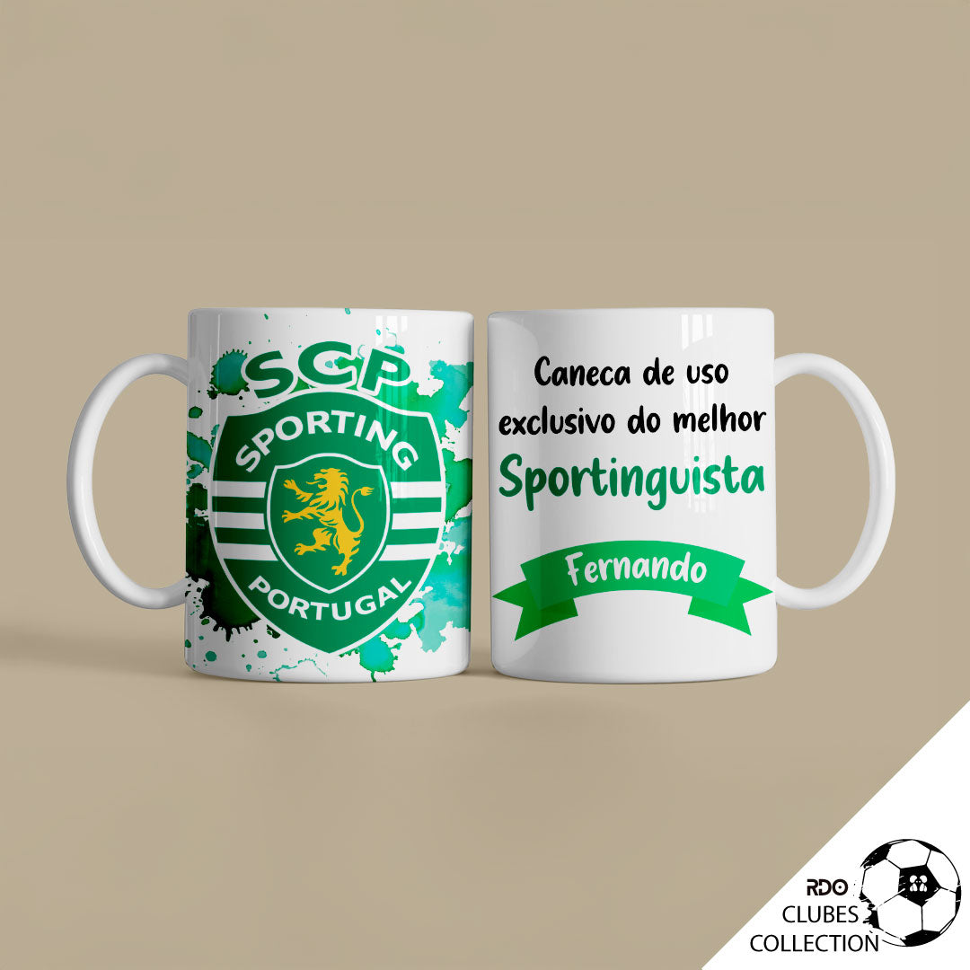 Caneca personalizada com clube Sporting e nome