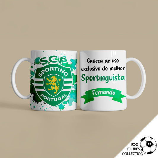 Caneca personalizada com clube Sporting e nome