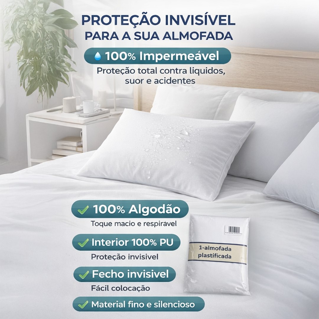 Protetor de Almofada Impermeável 50x70cm 100% Algodão com Fecho | Silencioso e Anti-Alérgico
