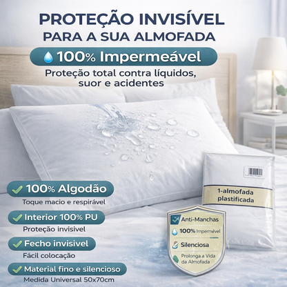 Protetor de Almofada Impermeável 50x70cm 100% Algodão com Fecho | Silencioso e Anti-Alérgico