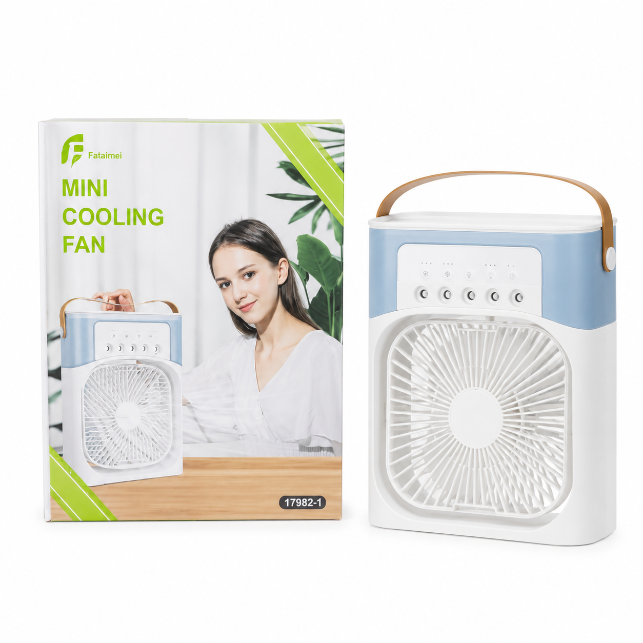 Mini Climatizador Evaporativo Portátil USB-C com Ventoinha, Humidificador e Luz LED RGB 600ml
