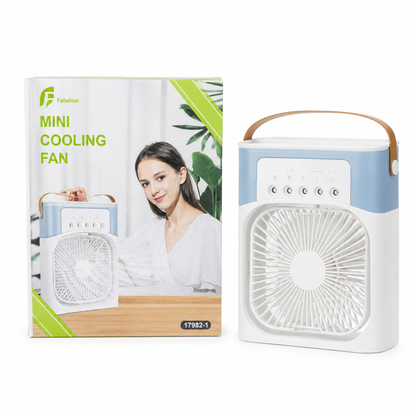 Mini Climatizador Evaporativo Portátil USB-C com Ventoinha, Humidificador e Luz LED RGB 600ml